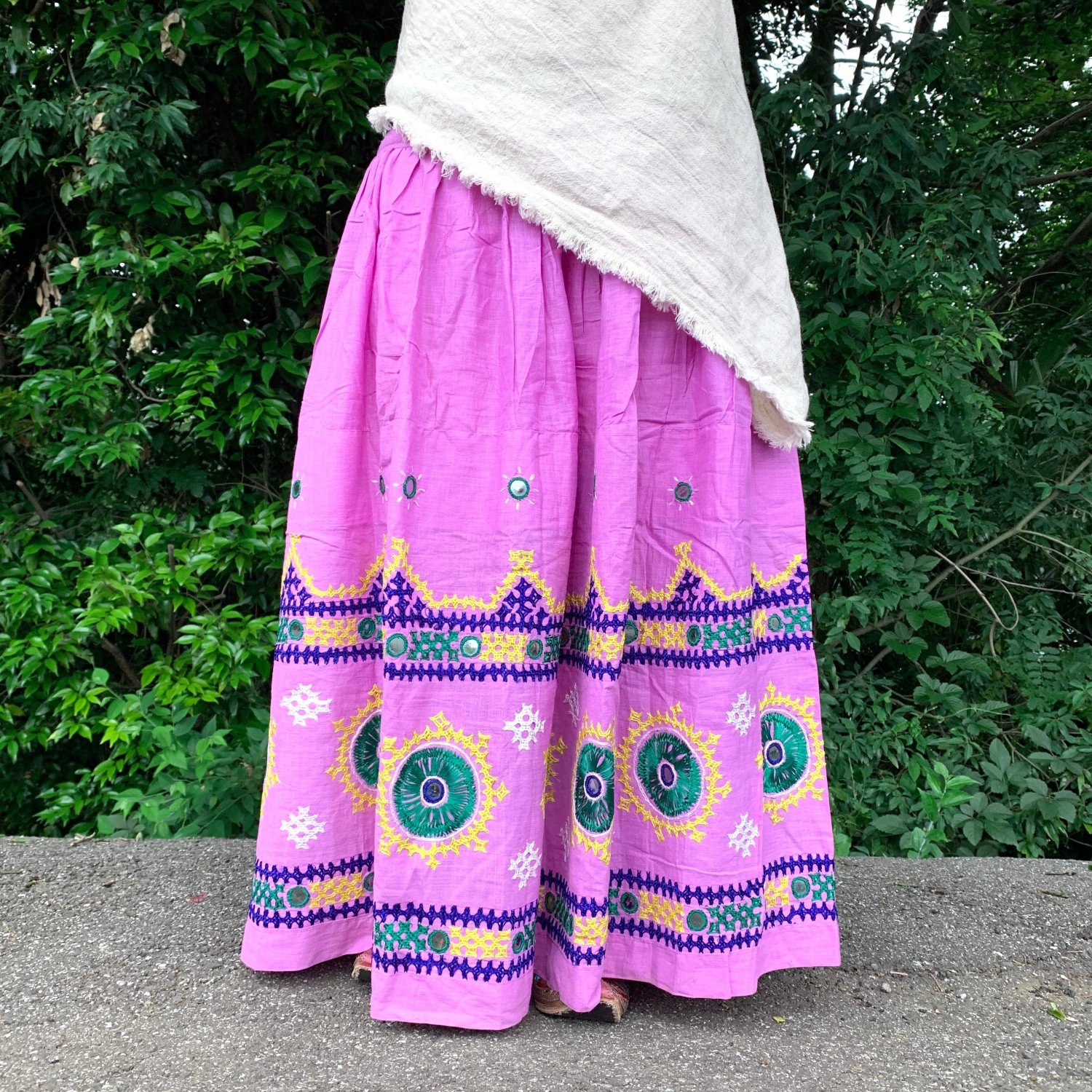 うりぼー様専用/インド大鍋とバンジャラミラー刺繍スカート - xn 