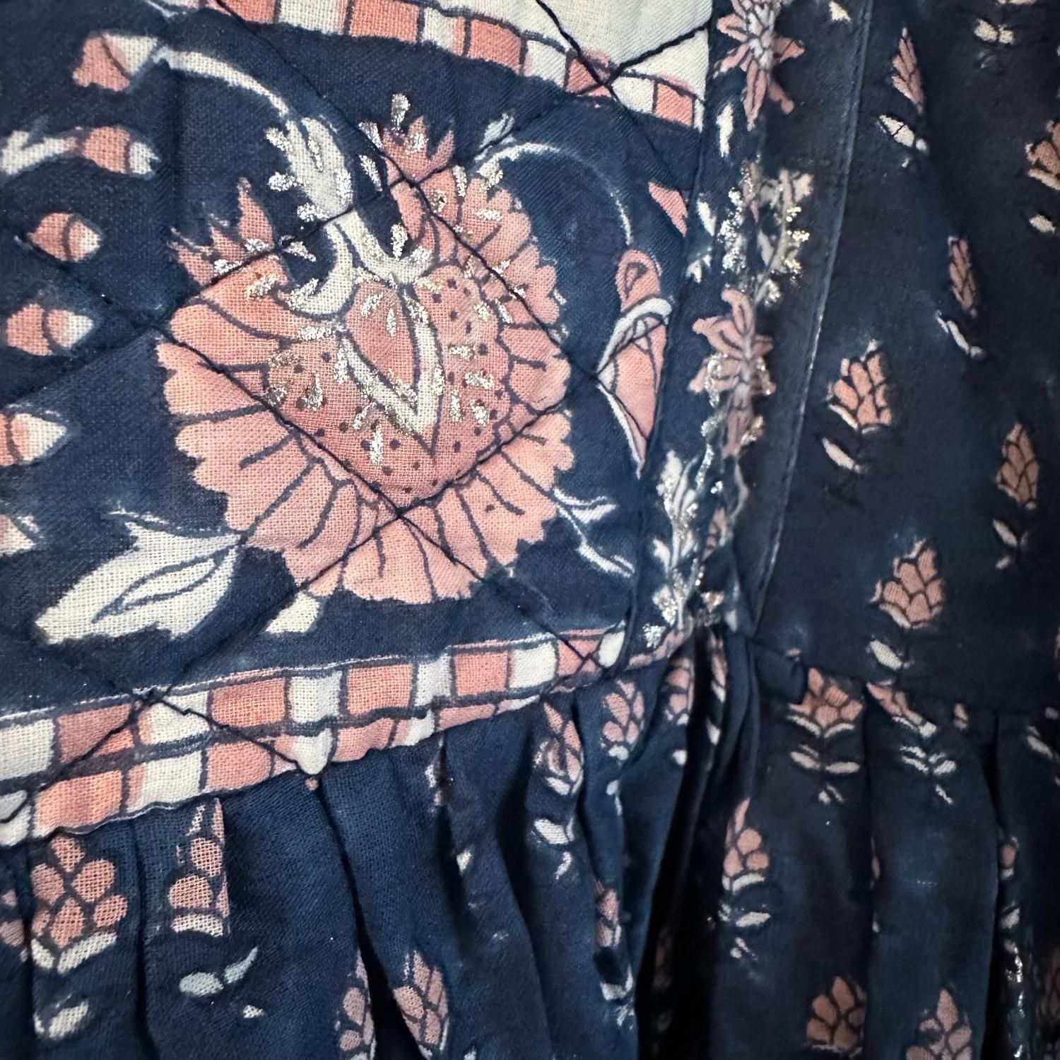 ハンドブロックプリント インド綿ワンピース 《Navy x キルト》 ハンドブロックプリント インド綿ワンピース 《Navy x キルト》
