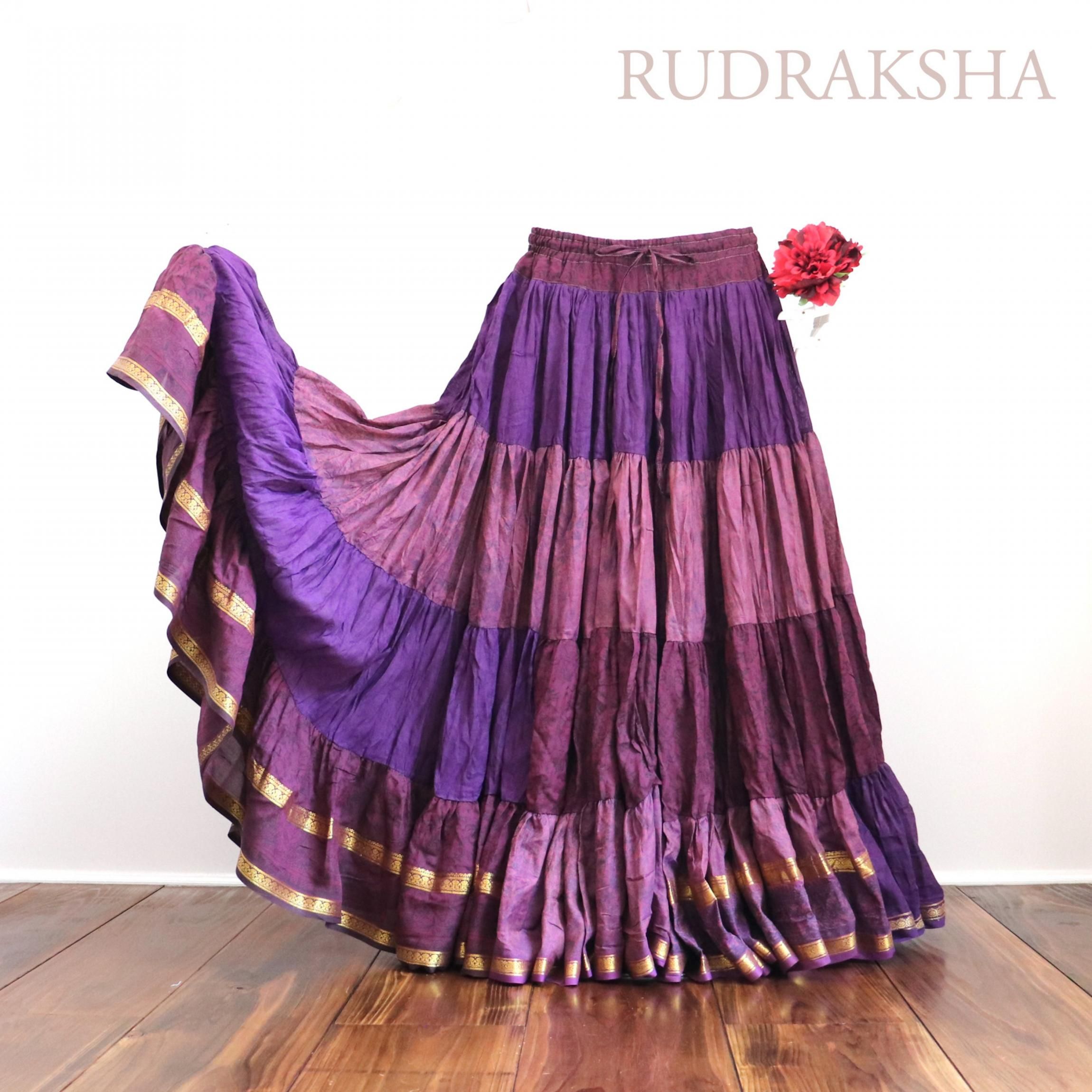 ジプシースカート≪25ヤード≫玉虫色○インドシルクサリー生地 ジプシースカート≪25ヤード≫玉虫色○インドシルクサリー生地