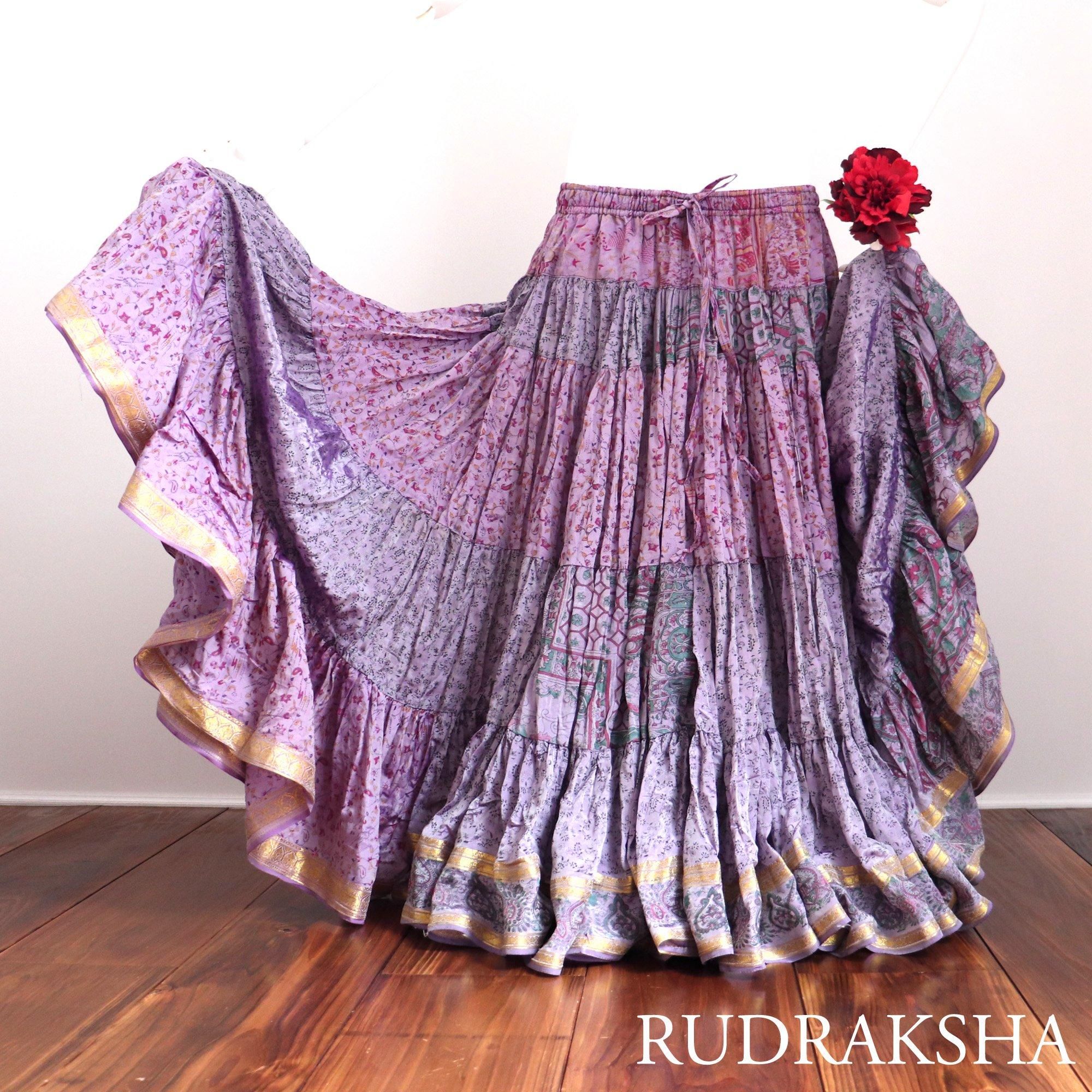 ジプシースカート≪25ヤード≫玉虫色○インドシルクサリー生地 ジプシースカート≪25ヤード≫玉虫色○インドシルクサリー生地