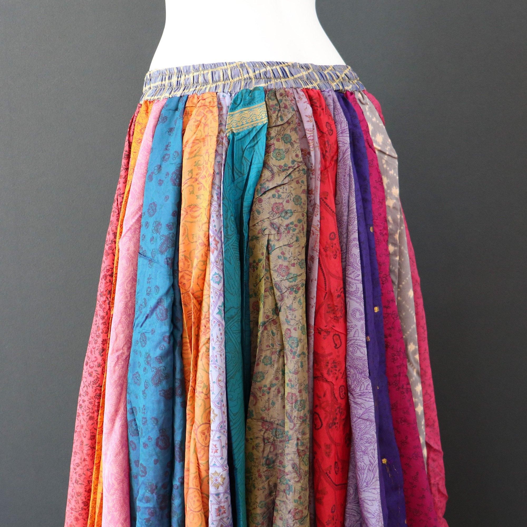 25ヤードスカート★ジプシー★トライバル★輸入★インド製★チョリ ジプシースカート≪25ヤード≫玉虫色○インドシルクサリー生地