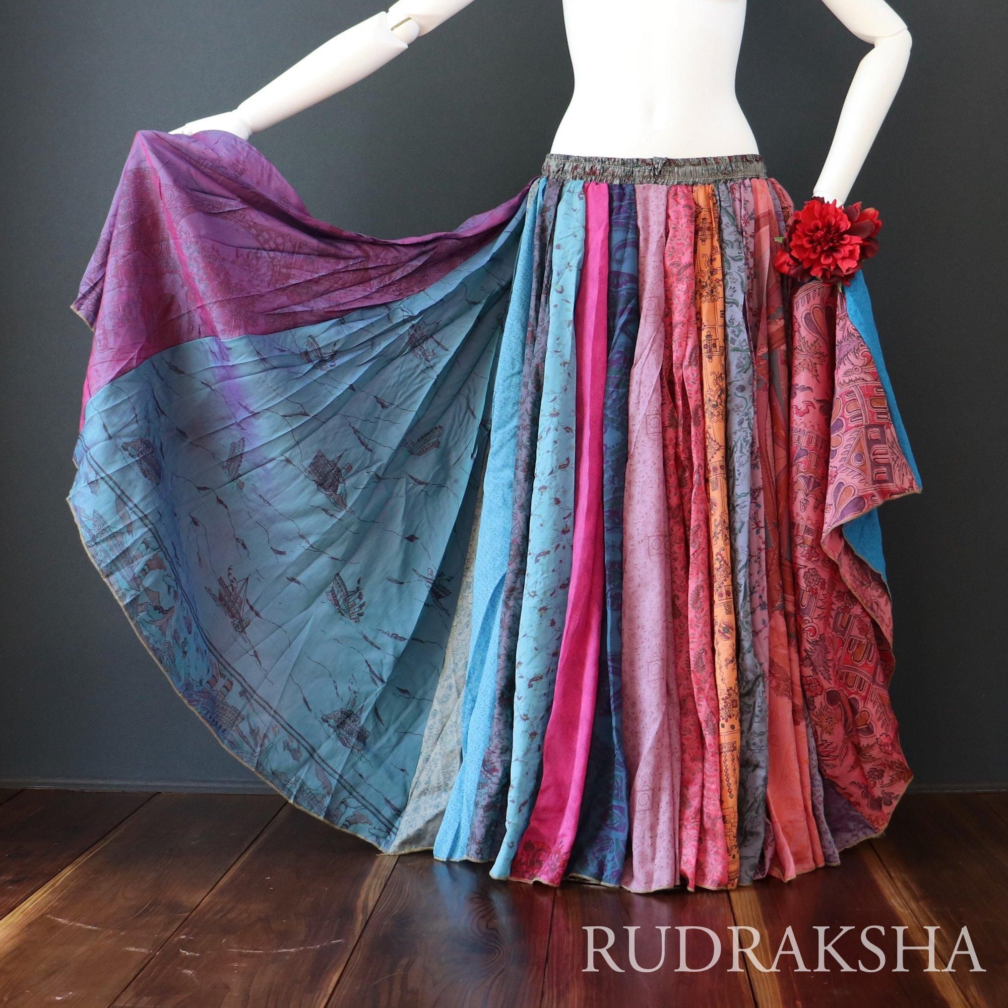 ジプシースカート≪25ヤード≫玉虫色○インドシルクサリー生地 ジプシースカート≪25ヤード≫玉虫色○インドシルクサリー生地
