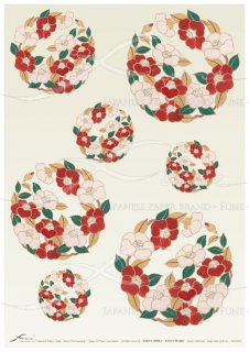 デコパージュ用アートペーパー「FUNE」JSAD1015　陶絵 椿花丸紋