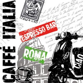 ペーパーナプキン（33)ppd：（5枚）Caffe Italia white-PP120