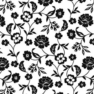 ڡѡʥץ33)ppd5 Flowers black white-PP150