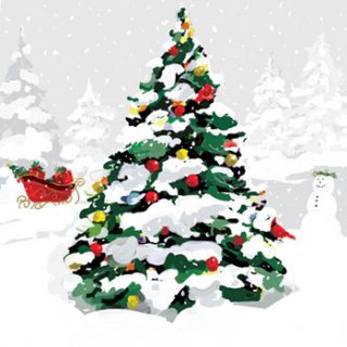 ペーパーナプキン（33)ppd：（5枚）White Christmas Tree-PP225