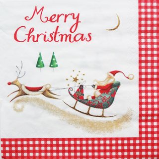 ペーパーナプキン（33)ti-flair：（5枚）Merry Christmas with Santa-Ti48