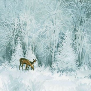 ペーパーナプキン（33)ti-flair：（5枚）Soft Wood with Deer and Fawn-Ti49