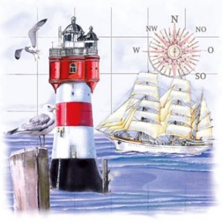 ペーパーナプキン（33)ti-flair：（5枚）Lighthouse & Compass-TI70