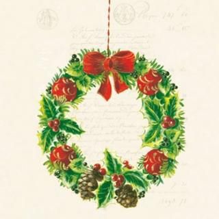 ペーパーナプキン（33）AMB：（5枚）Christmas Wreath-AM406
