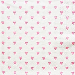 ペーパーナプキン（33）caspari：（5枚）Sweet hearts ホワイトピンク-CA69