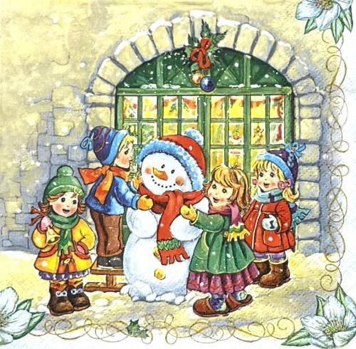 ڡѡʥץ33Maki5Four childs with Snowmen - MA85