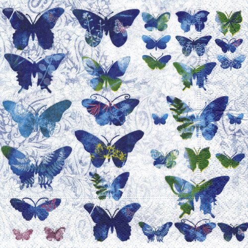 ペーパーナプキン（33)paper：（5枚）Fly away（ブルーの蝶）-PA28