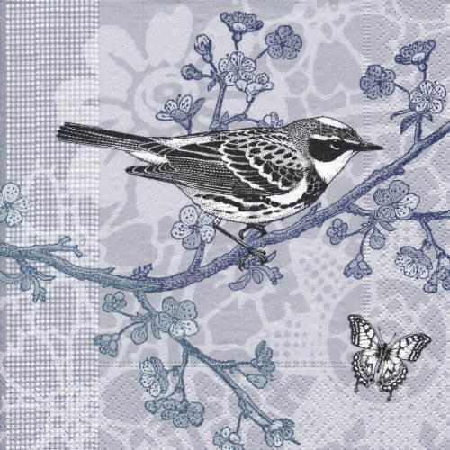 ペーパーナプキン（33)paper：（5枚）Bird in a tree（ブルーブラック）-PA45