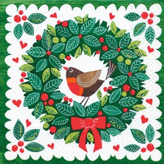 ڡѡʥץ33)paper5Robin in a wreath-PA113