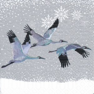 ペーパーナプキン（25)ppd：（5枚）Snowfall Cranes-PP20（25）