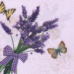 ペーパーナプキン（33)ppd：（5枚）Vintage Lavender-PP88