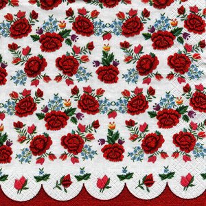 ペーパーナプキン（33)Maki：（5枚）Poppies Embroidery Pattern-MA170