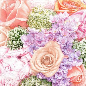 ペーパーナプキン（33)Maki：（5枚）Pastelcolour Bunch of Summer Flowers-MA164