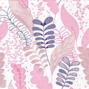 ペーパーナプキン（33）Daisy：（5枚）Soft Graphic Leaves Pink-DA123