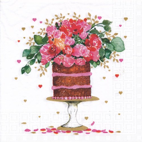 ペーパーナプキン（33)ppd：（5枚）cake＆Flowers -PP466
