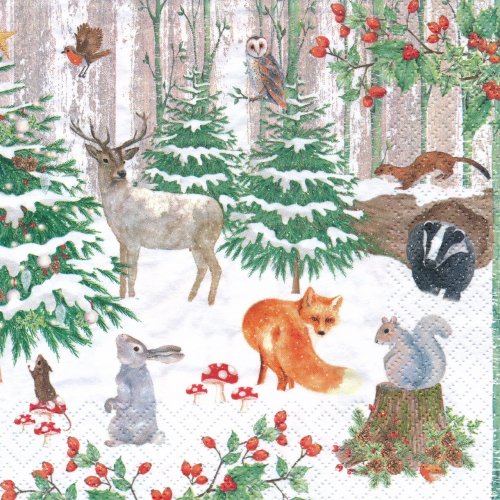 ペーパーナプキン（33)ti-flair：（5枚）Wildlife in Wintertime-Ti163