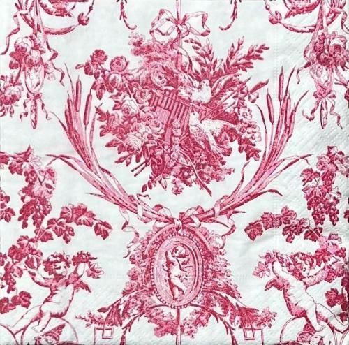 ペーパーナプキン（33）caspari：（5枚）ROMANTIC TOILE（ローズ）- CA116