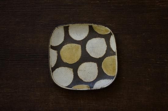 市岡 泰 四角 丸 プレート 2枚 セット 陶器 器 作家