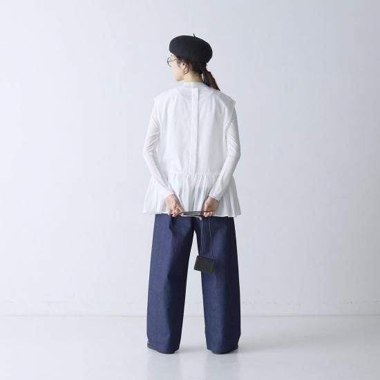 40％OFF】コットンシースルーノースリーブブラウス・19-24121