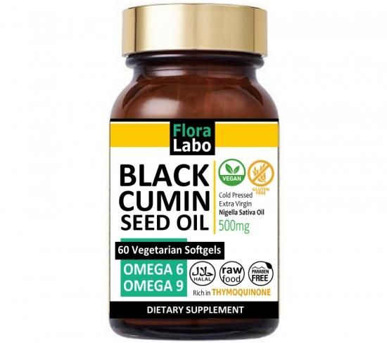 Flora Labo ブラッククミンシードオイル 500mg 60粒 約30日分 ドイツ産 バイオダイナミック農法 コールドプレス エキストラバージン オイル Black Cumin Seed Oil Softgels Supplement