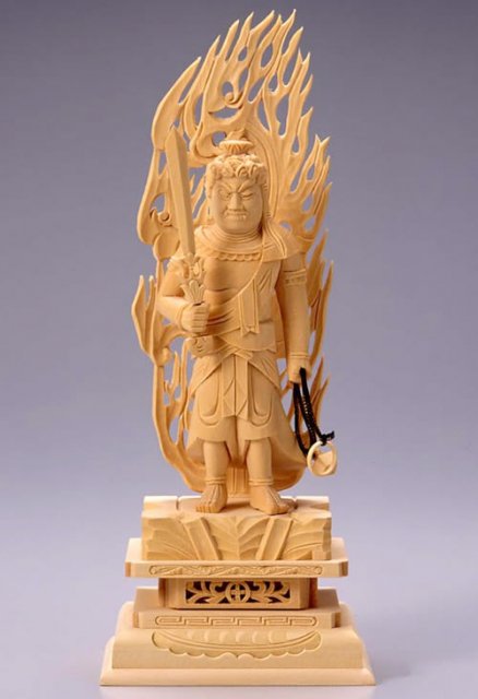 仏像 不動明王（白木 桧） 3.0寸 - 仏壇仏具のまごころショップ安伽堂