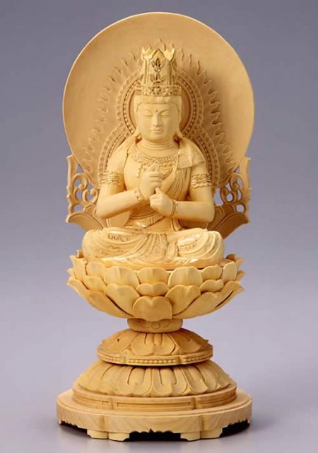 仏像 大日如来（柘植 ツゲ・丸台座） 2.5寸 - 仏壇仏具のまごころショップ安伽堂