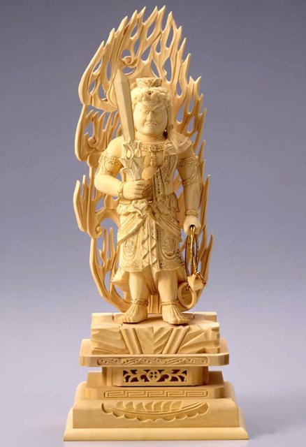 仏像 不動明王（柘植 ツゲ） 4.0寸 - 仏壇仏具のまごころショップ安伽堂