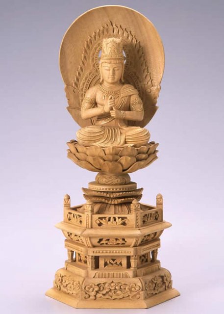 仏像 大日如来（樟 クス・六角座） 2.0寸 - 仏壇仏具のまごころショップ安伽堂