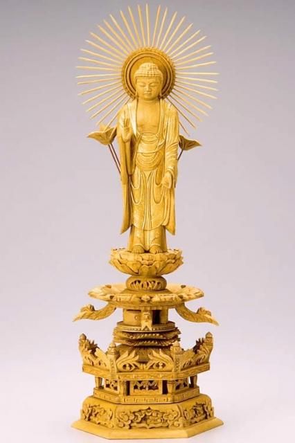 仏像 東立弥陀 阿弥陀如来（樟 クス・ケマン座） 5.0寸 - 仏壇仏具の