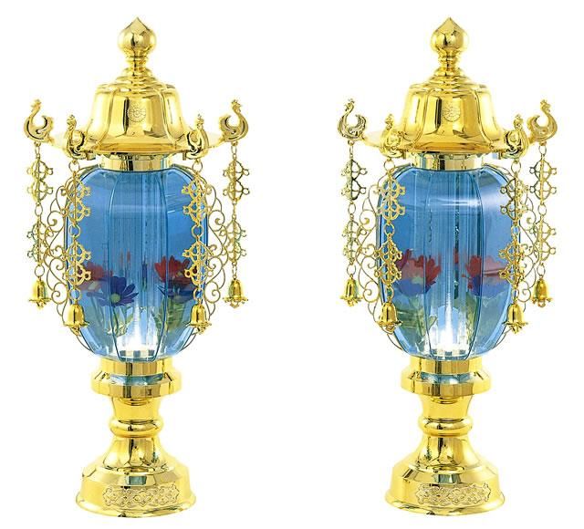 盆提灯 お盆 お供 新盆 初盆用 バブル灯 水明灯1号ゴールドブルー