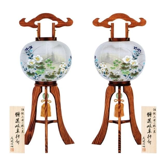 盆提灯 盆ちょうちん お盆 新盆 初盆 御供 大内行灯 一対 二重華