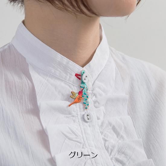 ボタンフック 刺繍アクセサリー 蜂鳥【Gu Siao Yin model】