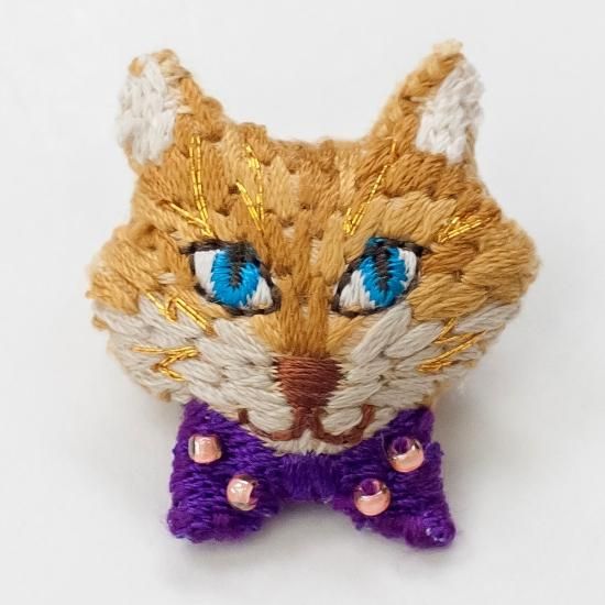 動物刺繍ブローチ