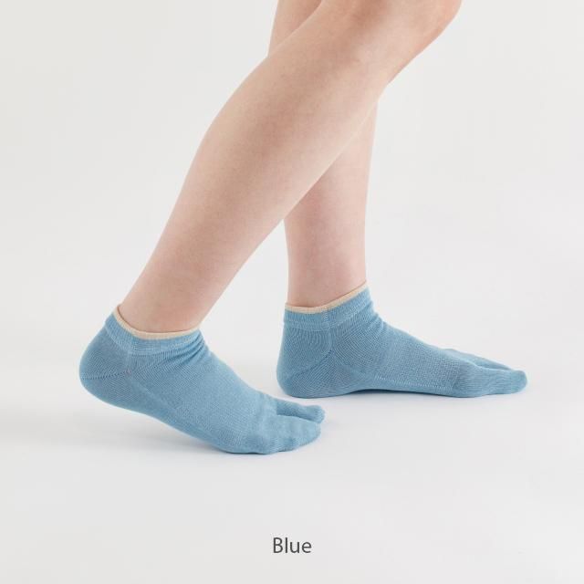 足袋ソックス TUTUMU 和紙縁取り足袋短々靴下 【ブルー】