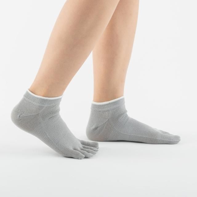 五本指ソックス TUTUMU 和紙縁取り五本指短々靴下 【グレー】