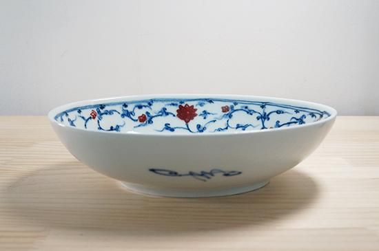 青花釉裏紅 楕円鉢 平戸藤祥五光窯 三川内焼 磁器縦175×横250×高 青花釉裏紅 楕円鉢 平戸藤祥五光窯 三川内焼 磁器縦175×横250×高