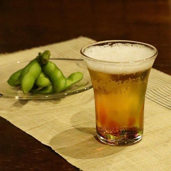 黄色と乳白色の掻き上げ文 ガラス コンポート 黄色と乳白色の掻き上げ文 ガラス コンポート