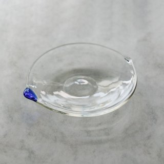 リーフ皿　ブルー　草野啓利　長径160×短径130×高さ15mm ガラス