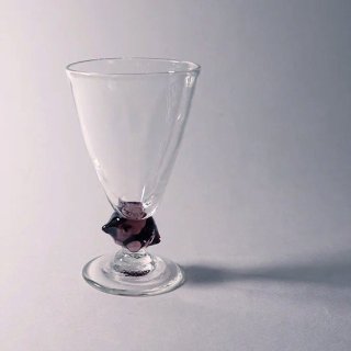 ピン付きグラス ワインレッド 草野啓利　直径75×高さ130mm ガラス
