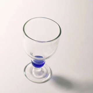 洋梨ワイングラス　ブルー　草野啓利　直径60×高さ110mm ガラス