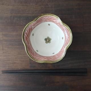 小鉢 花 ピンク 絵付け 加藤淳 美濃焼 (約)直径10.5×高さ4cm