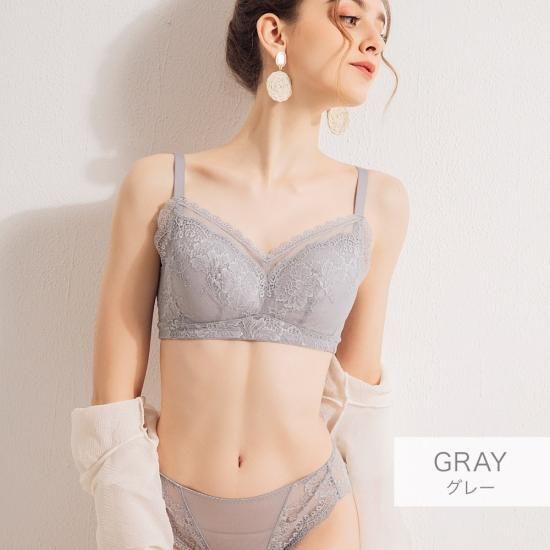 シルクレースワイヤレスブラ&ショーツセット - シルク専門店SIL