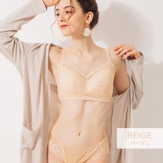 シルクレースワイヤレスブラ&ショーツセット - シルク専門店SIL