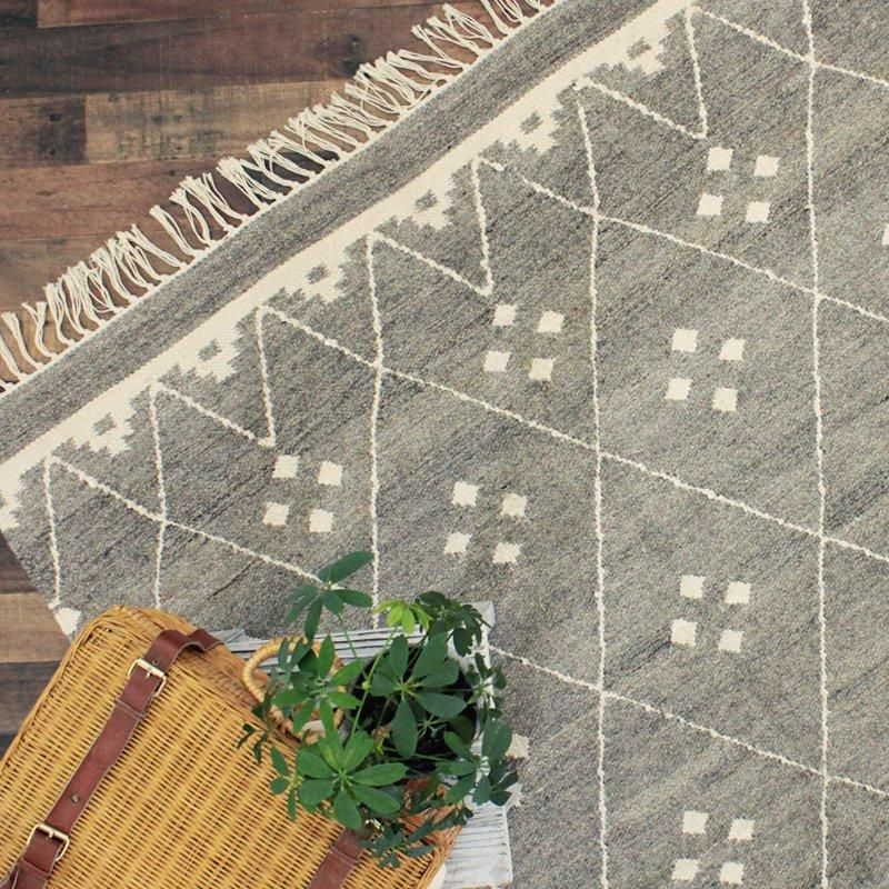 サンプル品】【送料無料】 WOOL MRC RUG GY ( ウールモロッカン ラグ